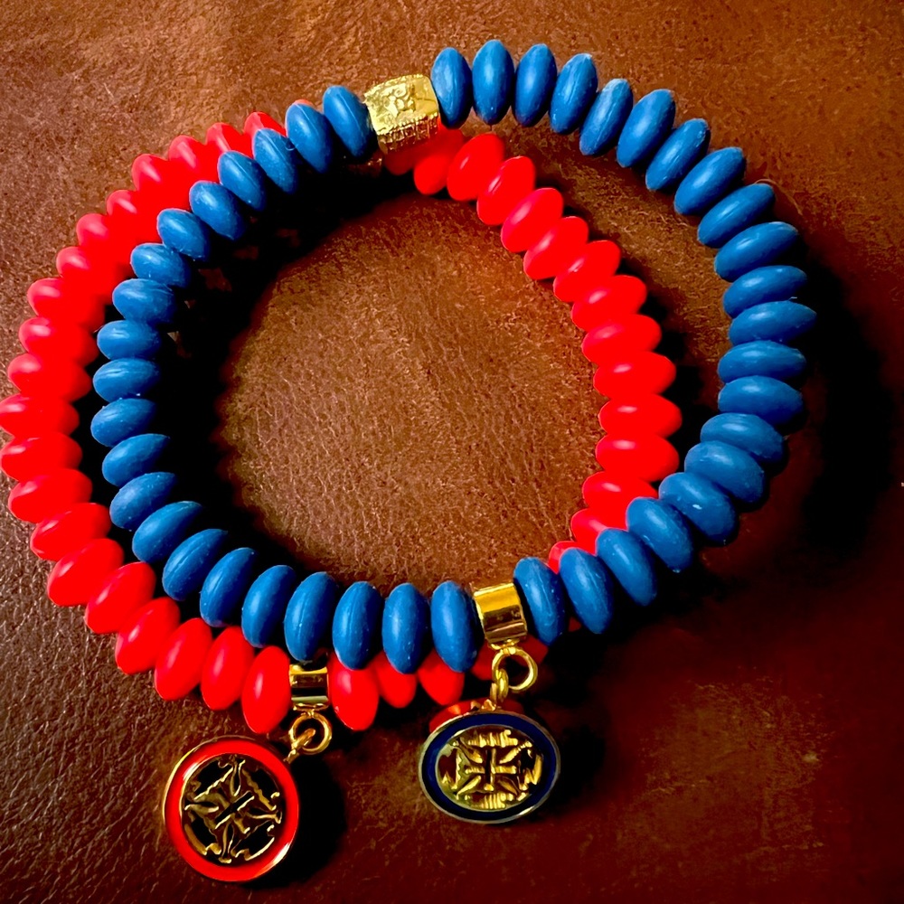 Rustic Cuff DUO. Red & Blue bracelets